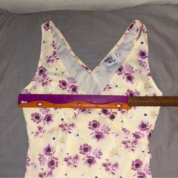 Princess Polly Nellie Mini Dress Yellow Floral 4, V-Neck, Tie Back - Picture 8 of 13